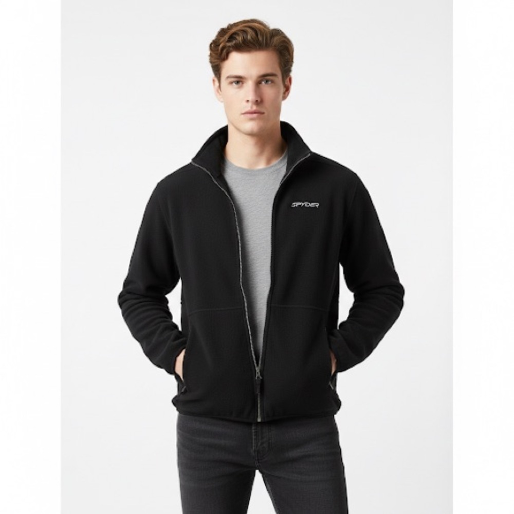 Spyder Mens Fleece Jacket Full Zip Black XL